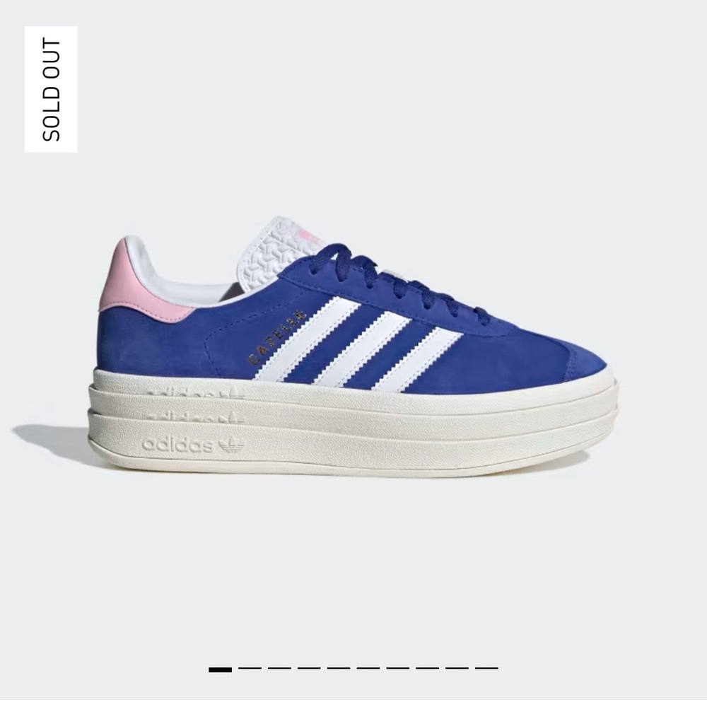 Adidas Gazelle Bold Shoes in True Pink / Semi Lucid Blue / Core White